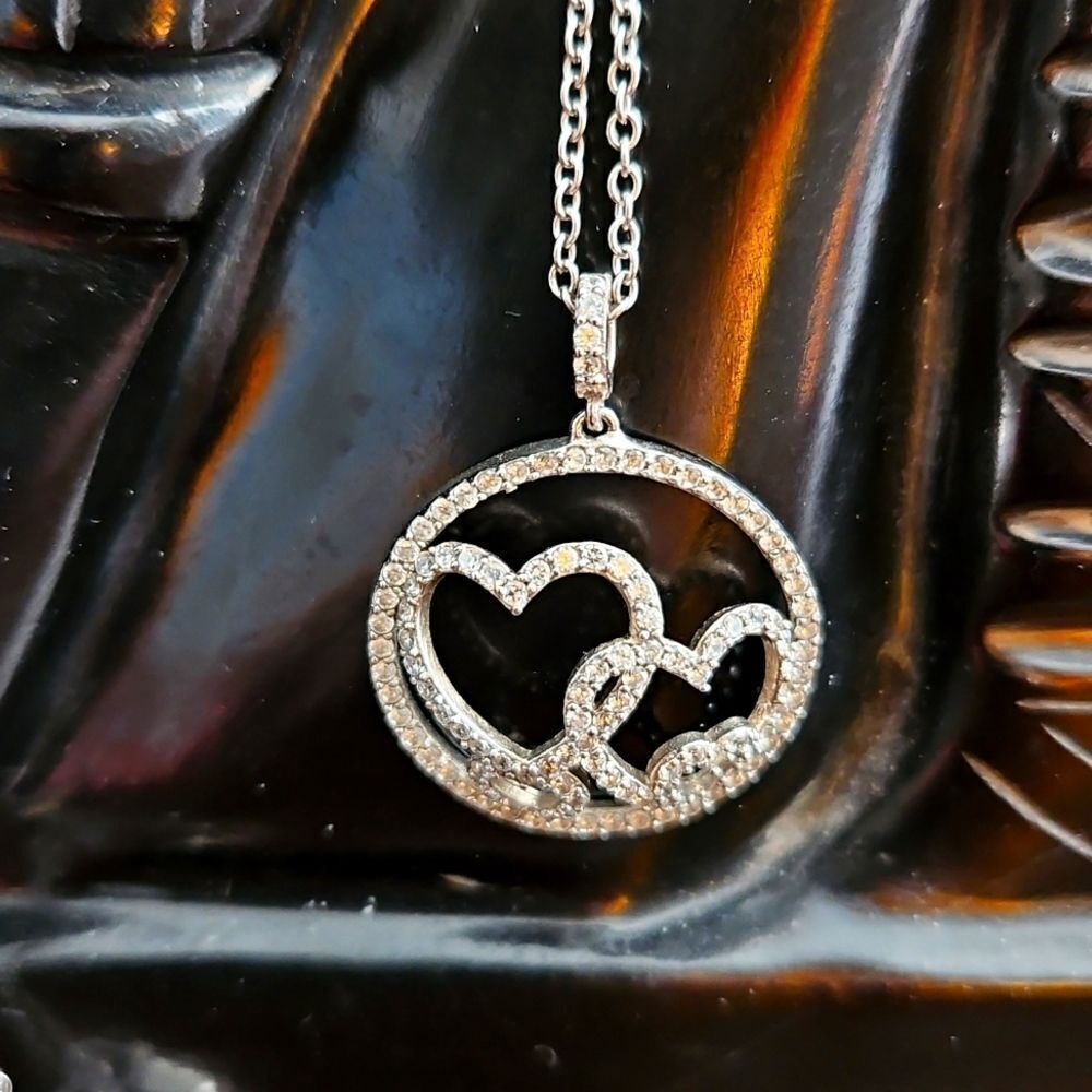 Vintage Heart Necklace with Crystals